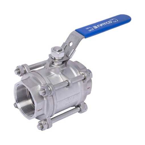 Picture of Ball Valve,Natco,EB-310E, 3piece,full bore,DN8mm,
screwed BSP female x female,1000wog,316 stainless steel,
handlever operated