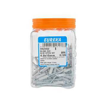 Picture of RIVET BLIND ALUMINIUM OPEN WHITE 4.0X15MM Q:120 EUREKA
