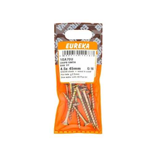 Picture of CHIPBOARD SCREW SMOOTH SHANK YELLOW PASSIVATED 4.5X45MM Q:16 EUREKA