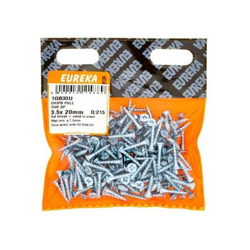 Picture of CHIPBOARD SCREW FULL THREAD ZINC PLATED 3.5X20MM Q:215 EUREKA