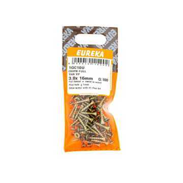 Picture of CHIPBOARD SCREW FULL THREAD YELLOW PASSIVATED 3.0X16MM Q:100 EUREKA