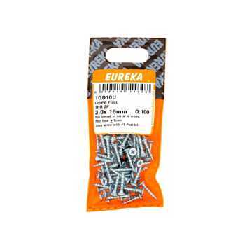 Picture of CHIPBOARD SCREW FULL THREAD ZINC PLATED 3.0X16MM Q:100 EUREKA