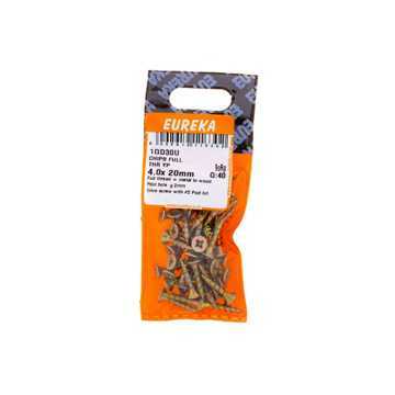 Picture of CHIPBOARD SCREW FULL THREAD YELLOW PASSIVATED 4.0X20MM Q:40 EUREKA