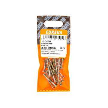 Picture of CHIPBOARD SCREW SMOOTH SHANK YELLOW PASSIVATED 3.5X30MM Q:25 EUREKA