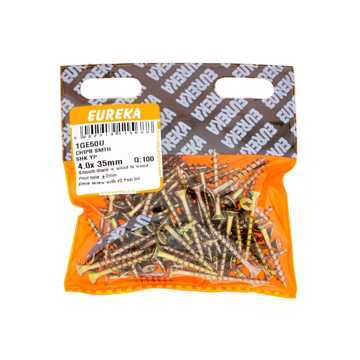 Picture of CHIPBOARD SCREW SMOOTH SHANK YELLOW PASSIVATED 4.0X35MM Q:100 EUREKA
