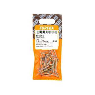 Picture of CHIPBOARD SCREW FULL THREAD YELLOW PASSIVATED 3.0X25MM Q:35 EUREKA