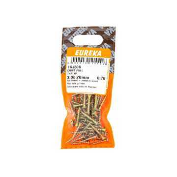Picture of CHIPBOARD SCREW FULL THREAD YELLOW PASSIVATED 3.0X20MM Q:75 EUREKA
