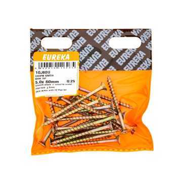 Picture of CHIPBOARD SCREW SMOOTH SHANK YELLOW PASSIVATED 5.0X60MM Q:25 EUREKA