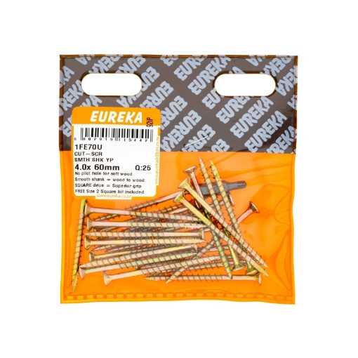 Picture of CUT-SCREW™ SMOOTH SHANK YELLOW PASSIVATED 4.0X60MM Q:25 EUREKA