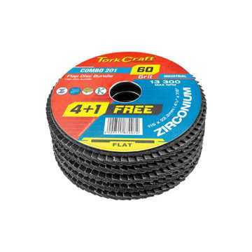 Picture of FLAPPING DISC INDUSTRIAL FLAT ZIRCONIUM 60 GRIT 115X22.2MM COMBO 201 Q:5 TORK CRAFT