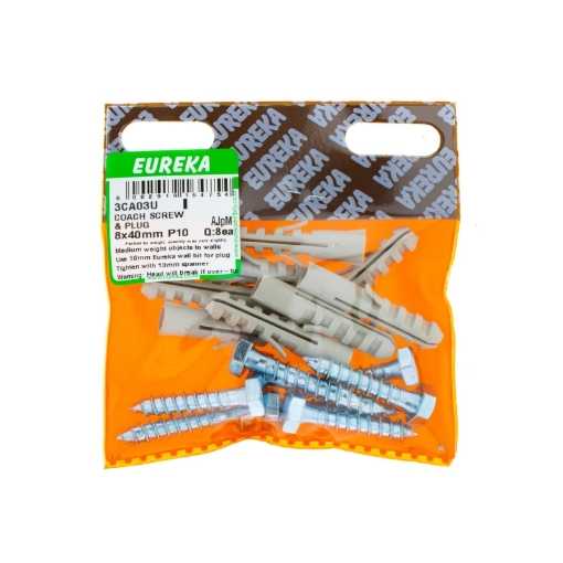 Picture of COACH SCREW & PLUG 8X40MM (PLUG 10MM) Q:8 EUREKA