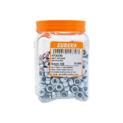 Picture of NUT NYLOCK ZINC PLATED 6MM M6 Q:400 EUREKA