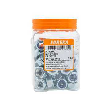 Picture of NUT NYLOCK ZINC PLATED 10MM M10 Q:80 EUREKA