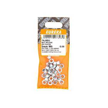 Picture of NUT NYLOCK ZINC PLATED 5MM M5 Q:30 EUREKA