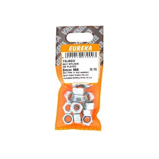 Picture of NUT NYLOCK ZINC PLATED 8MM M8 Q:15 EUREKA