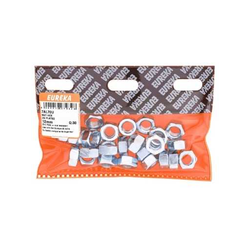 Picture of NUT HEX ZINC PLATED 12MM Q:30 EUREKA