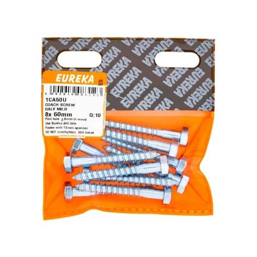 Picture of COACH SCREW GALVANISED MILD 8X60MM Q:10 EUREKA