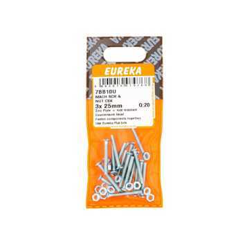 Picture of MACHINE SCREW & NUT COUNTERSUNK 3X25MM Q:20 EUREKA