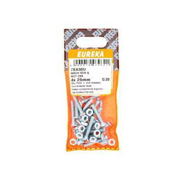 Picture of MACHINE SCREW & NUT COUNTERSUNK 4X25MM Q:20 EUREKA