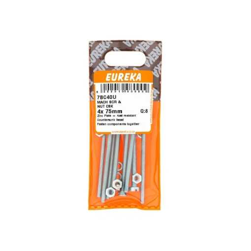 Picture of MACHINE SCREW & NUT COUNTERSUNK 4X75MM Q:8 EUREKA