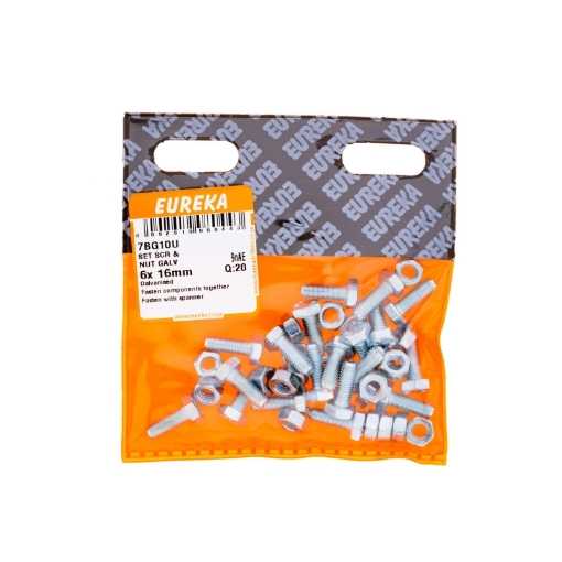 Picture of SET SCREW & NUT GALVANISED 6X16MM Q:20 EUREKA