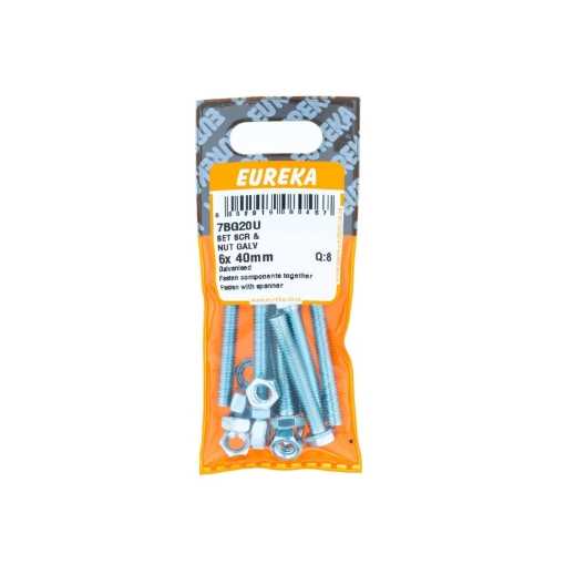 Picture of SET SCREW & NUT GALVANISED 6X40MM Q:8 EUREKA