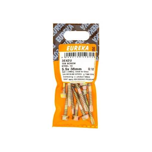 Picture of ROOF SCREW STEEL CLASS 3 YELLOW PASSIVATED 5.5X38MM Q:12 EUREKA