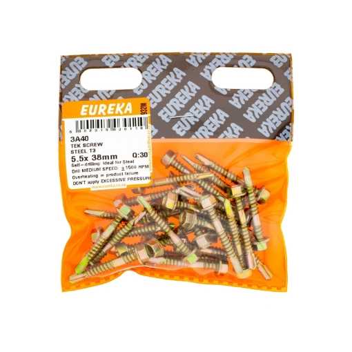 Picture of ROOF SCREW STEEL CLASS 3 YELLOW PASSIVATED 5.5X38MM Q:30 EUREKA