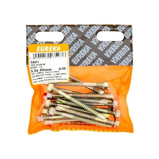 Picture of ROOF SCREW STEEL CLASS 3 YELLOW PASSIVATED 5.5X65MM Q:20 EUREKA