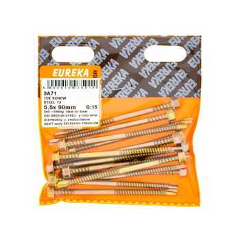 Picture of ROOF SCREW STEEL CLASS 3 YELLOW PASSIVATED 5.5X90MM Q:15 EUREKA