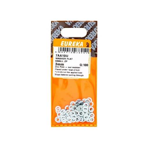 Picture of WASHER FLAT SMALL ZINC PLATED 3MM Q:100 EUREKA
