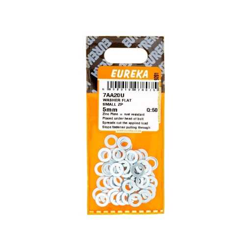 Picture of WASHER FLAT SMALL ZINC PLATED 5MM Q:50 EUREKA