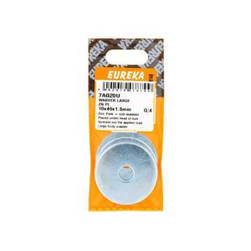 Picture of WASHER LARGE ZINC PLATED 10X45X1.5MM Q:4 EUREKA