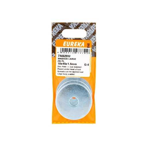 Picture of WASHER LARGE ZINC PLATED 10X45X1.5MM Q:4 EUREKA