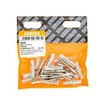 Picture of WALL SCREW & PLUG 4.5X38MM (PLUG 7MM) Q:15 EUREKA