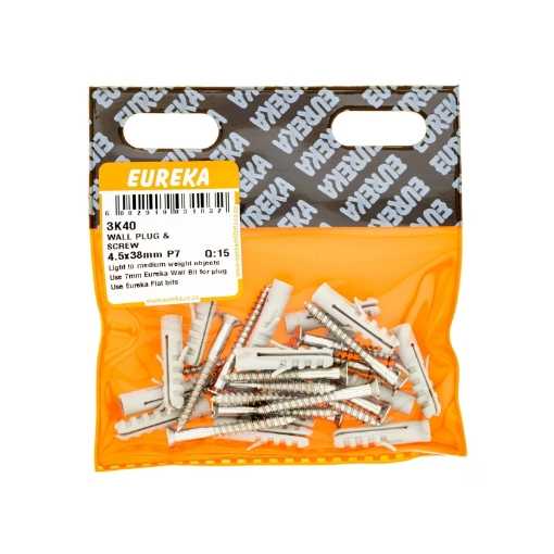 Picture of WALL SCREW & PLUG 4.5X38MM (PLUG 7MM) Q:15 EUREKA