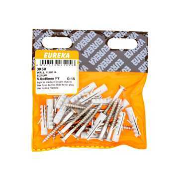 Picture of WALL SCREW & PLUG 5.0X45MM (PLUG 7MM) Q:15 EUREKA
