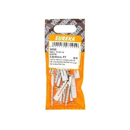 Picture of WALL SCREW & PLUG 5.0X45MM (PLUG 7MM) Q:6 EUREKA