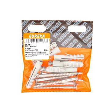 Picture of WALL SCREW & PLUG 5.5X75MM (PLUG 10MM) Q:8 EUREKA