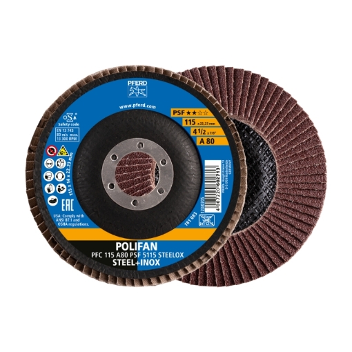 Picture of POLIFAN DIY GRADE (PSF) ALUMINIUM-OXIDE 80 GRIT UNIVERSAL STEELOX 115MM PFERD