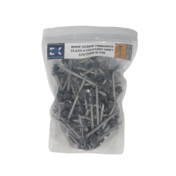 Picture of ROOF SCREW TIMBERFIX CLASS 4 VOLCANIC GREY 12X75MM Q:100
