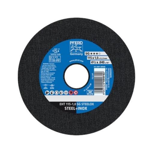 Picture of CUTTING DISC PERFORMANCE LINE STEEL AND INOX EHT FLAT 115X1.0X22.23 PFERD