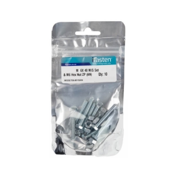 Picture of NUT 6MM & BOLT 40MM MILD STEEL ZINC PLATED Q:10 IFASTEN