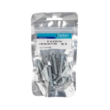 Picture of NUT 8MM & BOLT 40MM MILD STEEL ZINC PLATED Q:10 IFASTEN
